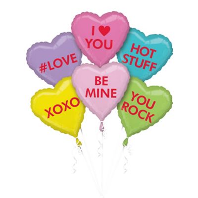 Pastel Conversation Heart Balloons, 6 Count
