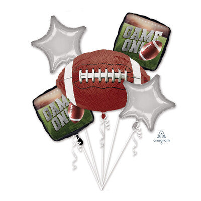 Anagram Football Foil Balloon 5pc Bouquet Brown Silver