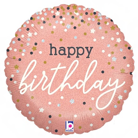 Betallic Happy Birthday Rose Gold Confetti Balloon