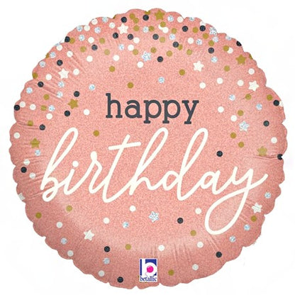Betallic Happy Birthday Rose Gold Confetti Balloon