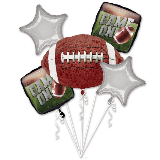 Anagram Football Foil Balloon 5pc Bouquet Brown Silver