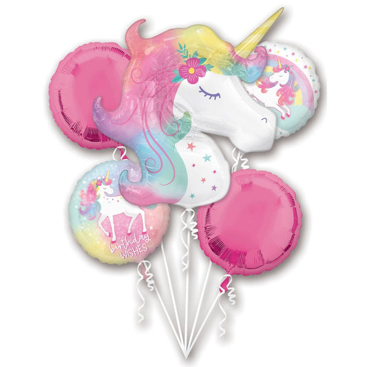 Anagram Enchanted Unicorn Birthday Balloon Bouquet Multicolor Foil
