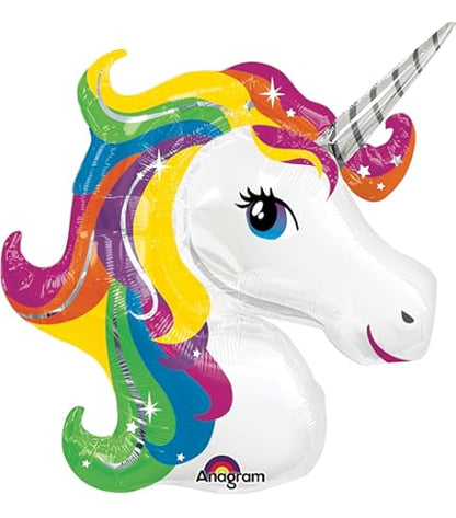 Rainbow Unicorn Super Shape 33x29-Inch Foil Balloon