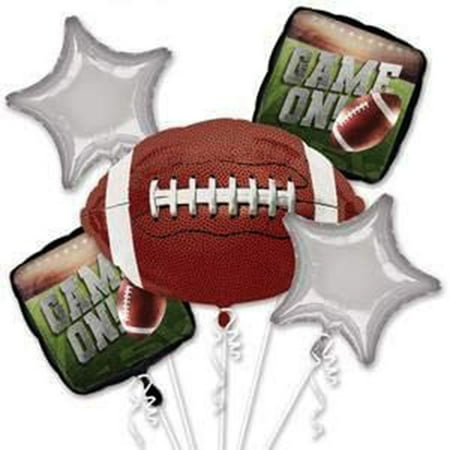Anagram Football Foil Balloon 5pc Bouquet Brown Silver