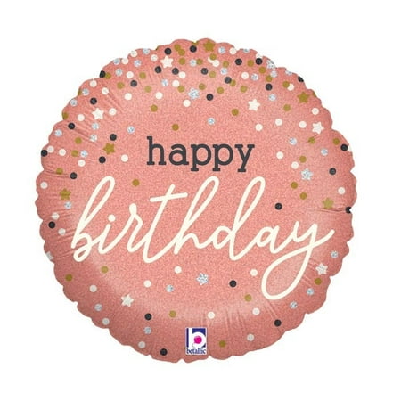 Betallic Happy Birthday Rose Gold Confetti Balloon